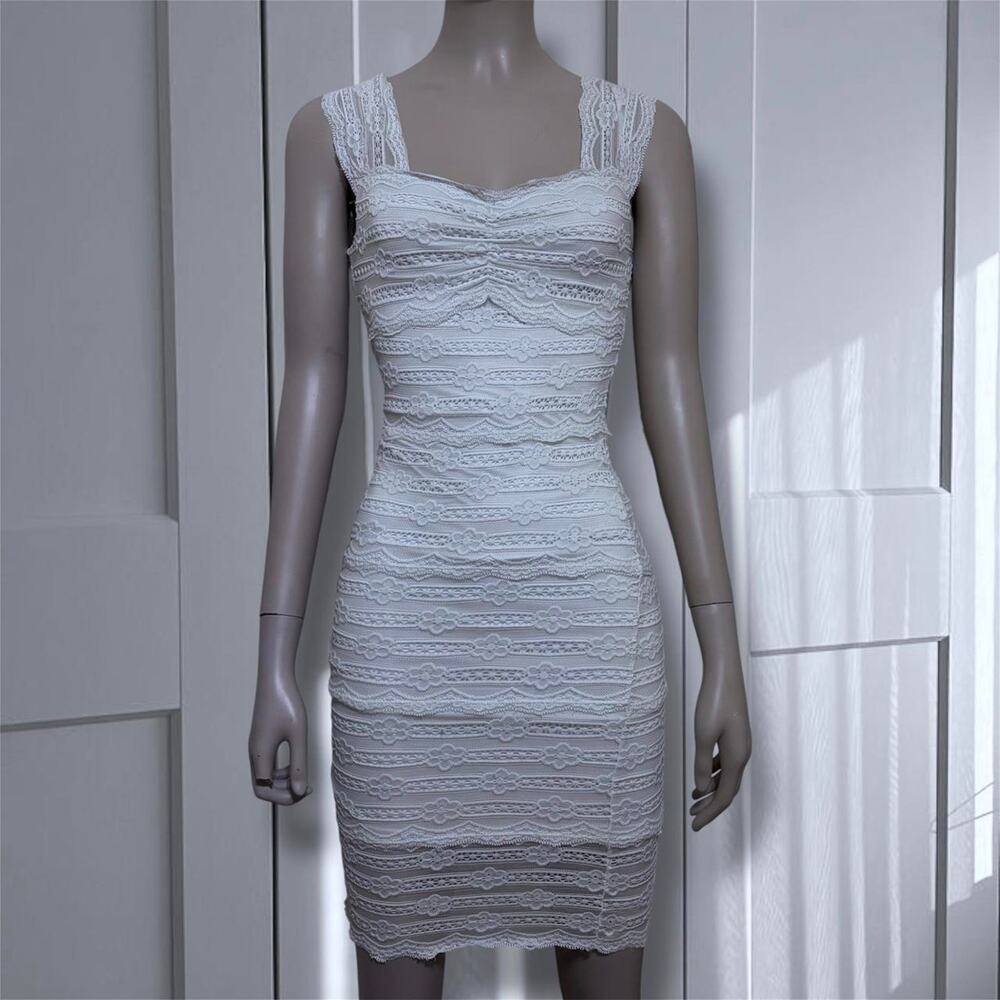 White floral lace bodycon mini